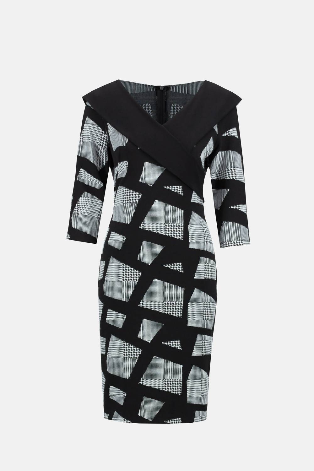 Joseph Ribkoff Shawl Collar Dress in black white - women's dress - view 5
