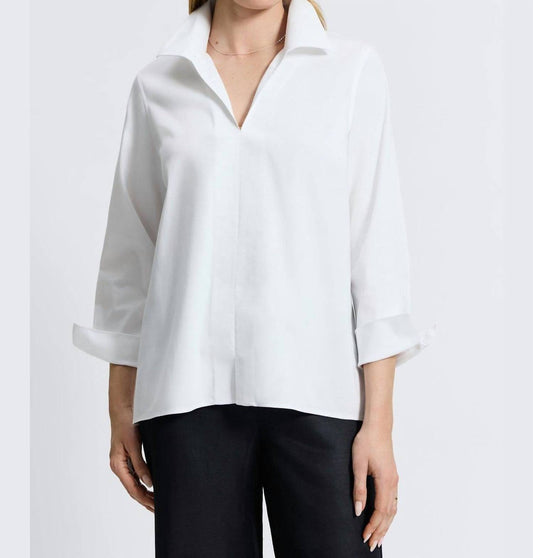 Foxcroft - Agnes No Iron Stretch Popover Blouse
