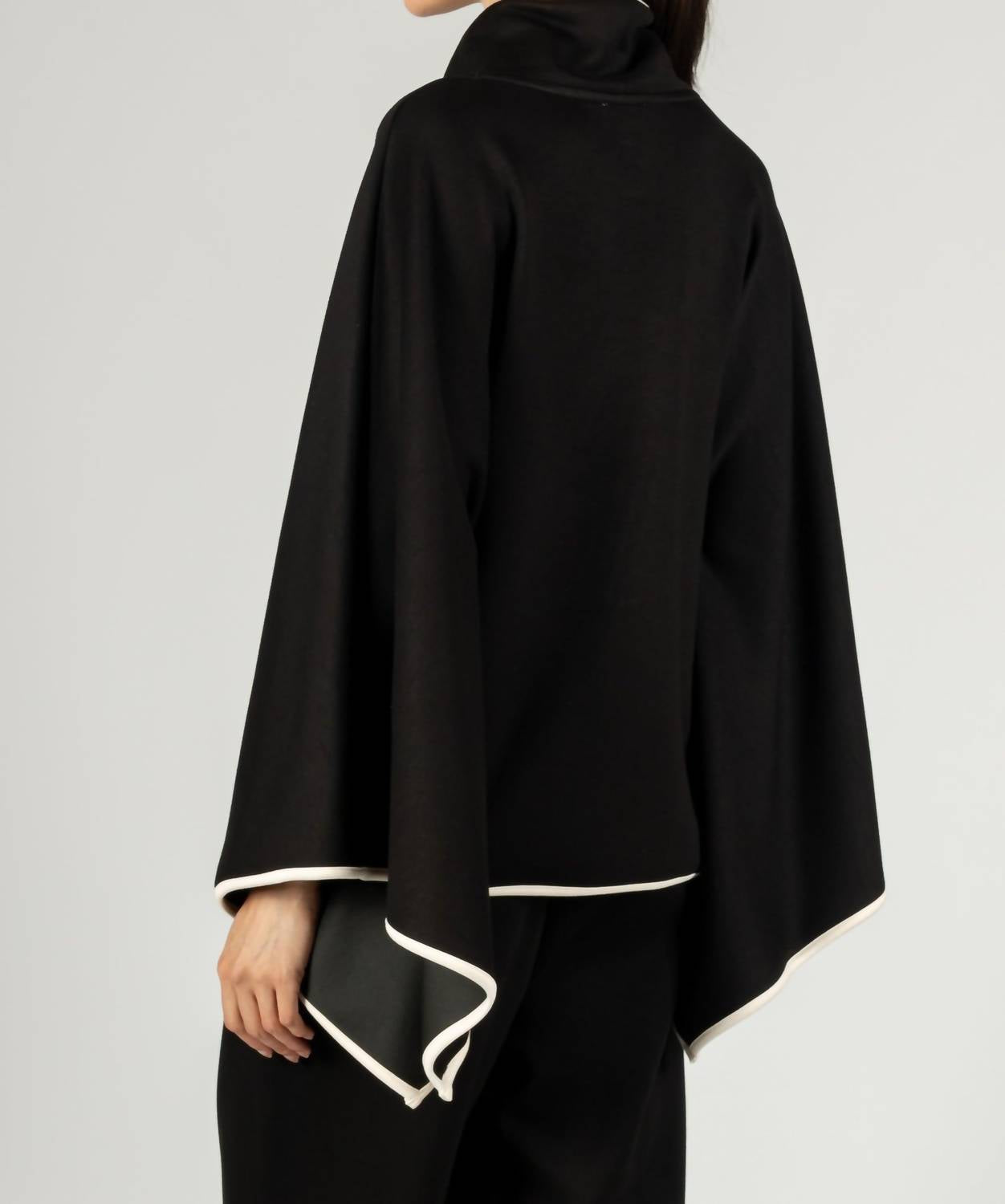 P.CILL Evelyn Cowl Neck Poncho Top in black - women's sweater - view 4