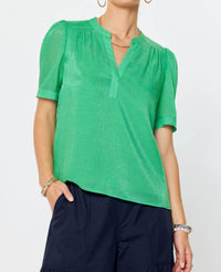 Current Air - Split Neck Short Sleeve Blouse