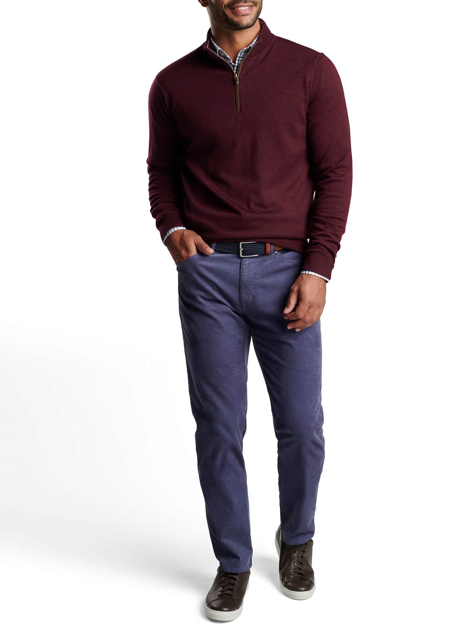 Peter Millar - Autumn Crest Suede Trim Quarter-zip Sweatshirt