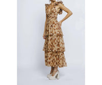 STORIA Autumn Tea Party Maxi Dress in brown - women's dress - alternate view