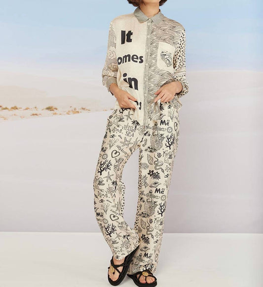 Me369 - Avery Straight Printed Trouser