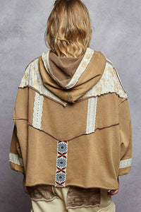 POL Hillary Balloon Sleeve Hoodie in cocoa - women's top - alternate view