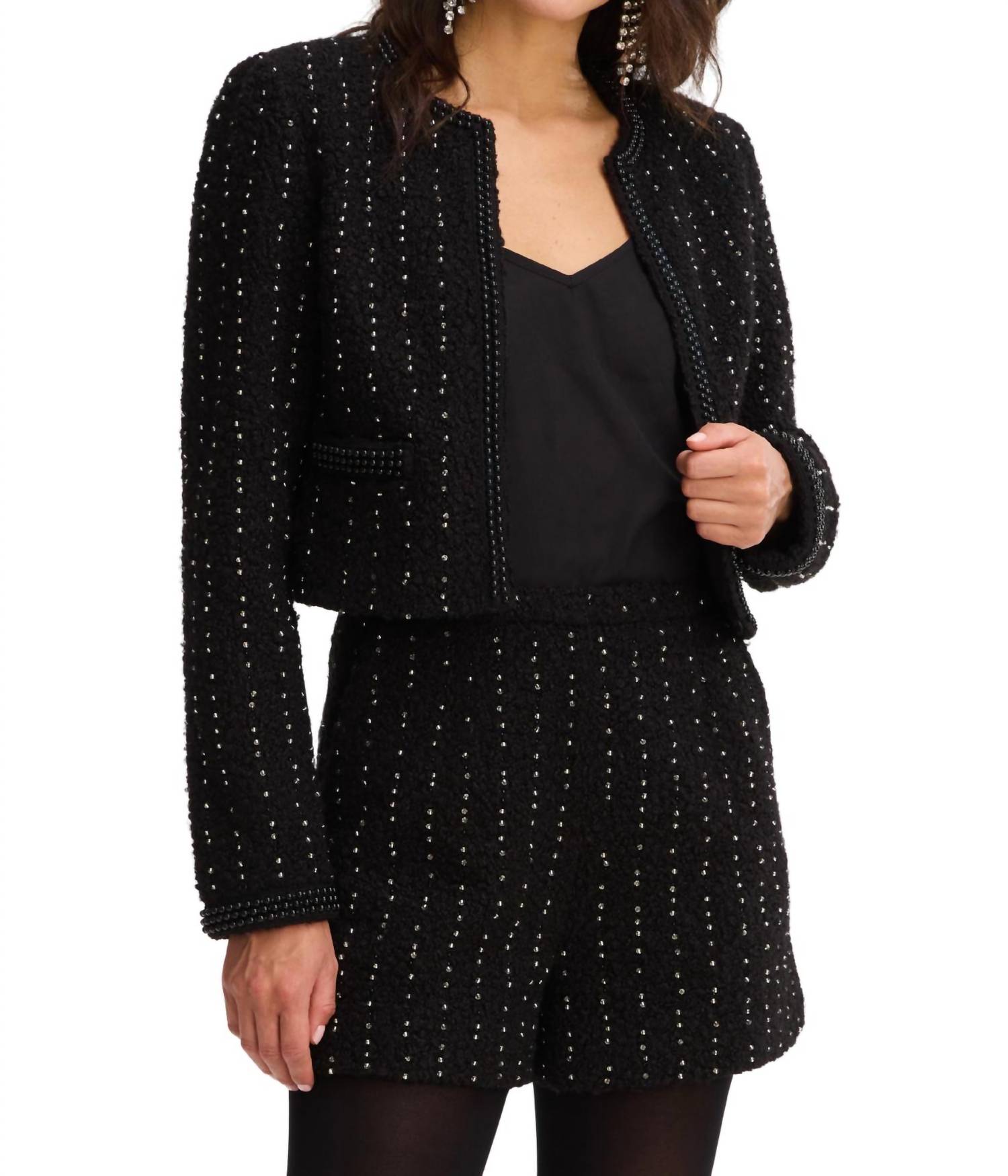 ALLISON NEW YORK BEADED RAELYNN JACKET in black - women's jacket - alternate view
