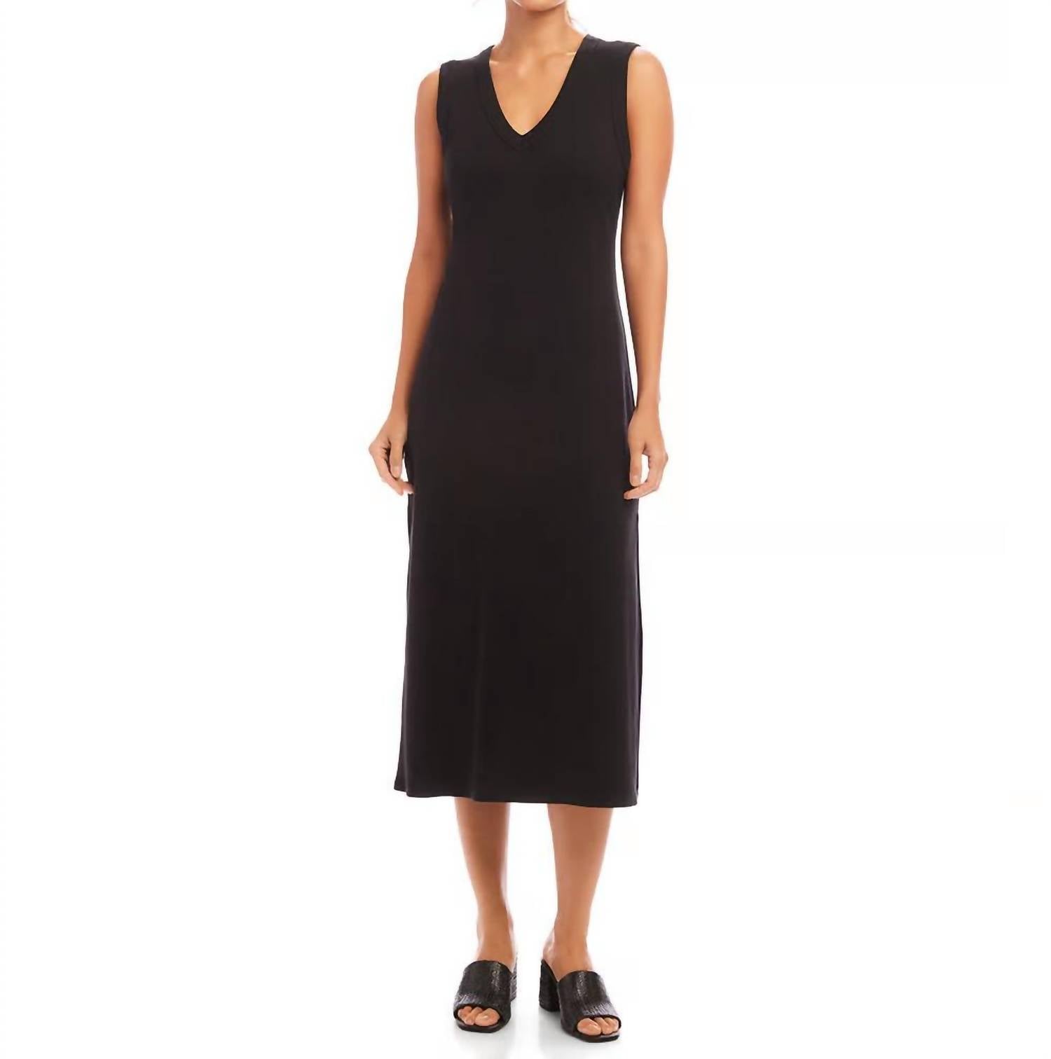 Karen Kane - Ribbed V-neck Midi Column Dress