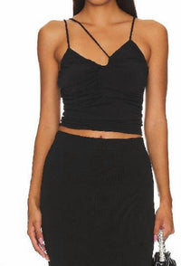 Lanston - Women's Ruched Asymmetrical Top