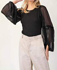 Ee:Some - Sheer Bubble Sleeve Blouse