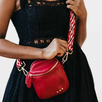 Pretty Simple Women's Ellie Boho Tapestry Strap Crossbody Bag in red - women's bag