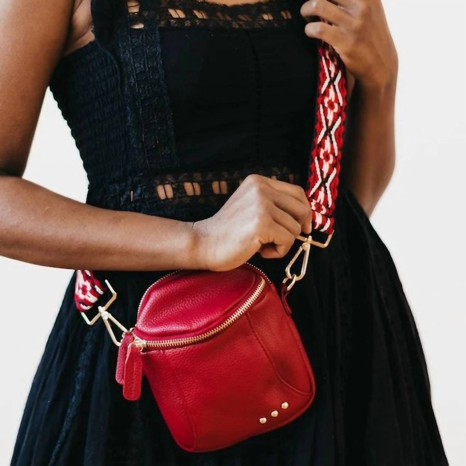 Pretty Simple Women's Ellie Boho Tapestry Strap Crossbody Bag in red - women's bag