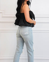 Day + Moon - Atlas Satin Bow Babydoll Top