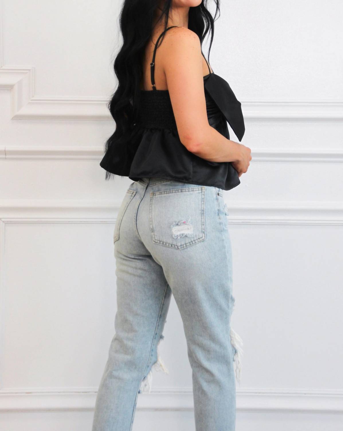 Day + Moon - Atlas Satin Bow Babydoll Top