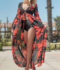 Trend:Notes - Floral Print Maxi Coverup Cardigan