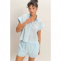 Hyfve - Aria Cotton Eyelet Dolman Button-up Shirt