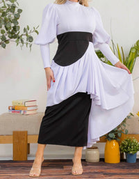 Karen Kane Two Tone Long Sleeve Maxi Dress in white black - women's dress - view 5