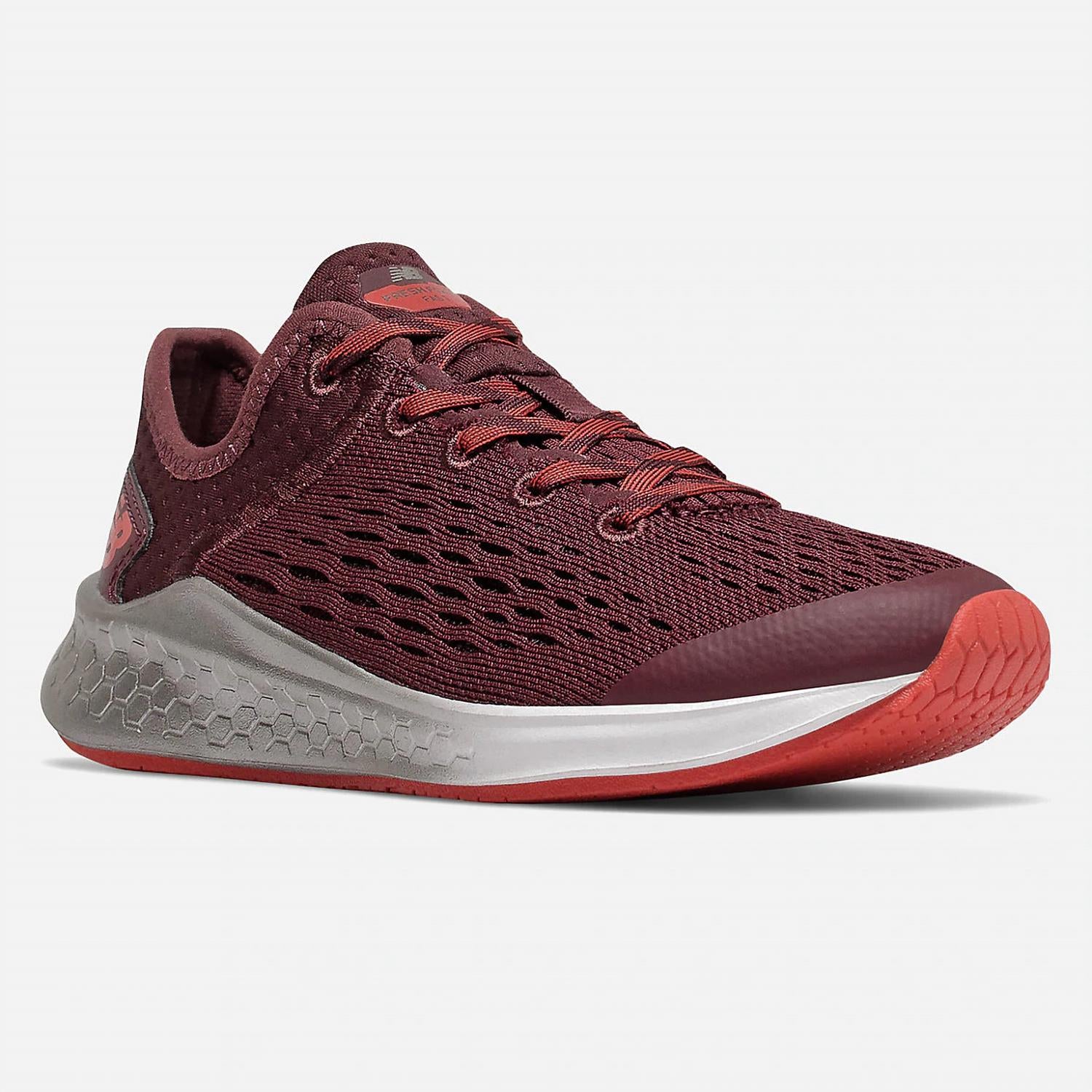 New Balance Little Kids' Fresh Foam Fast V1 Running Shoe in burgundy - kids' sneaker - detail view