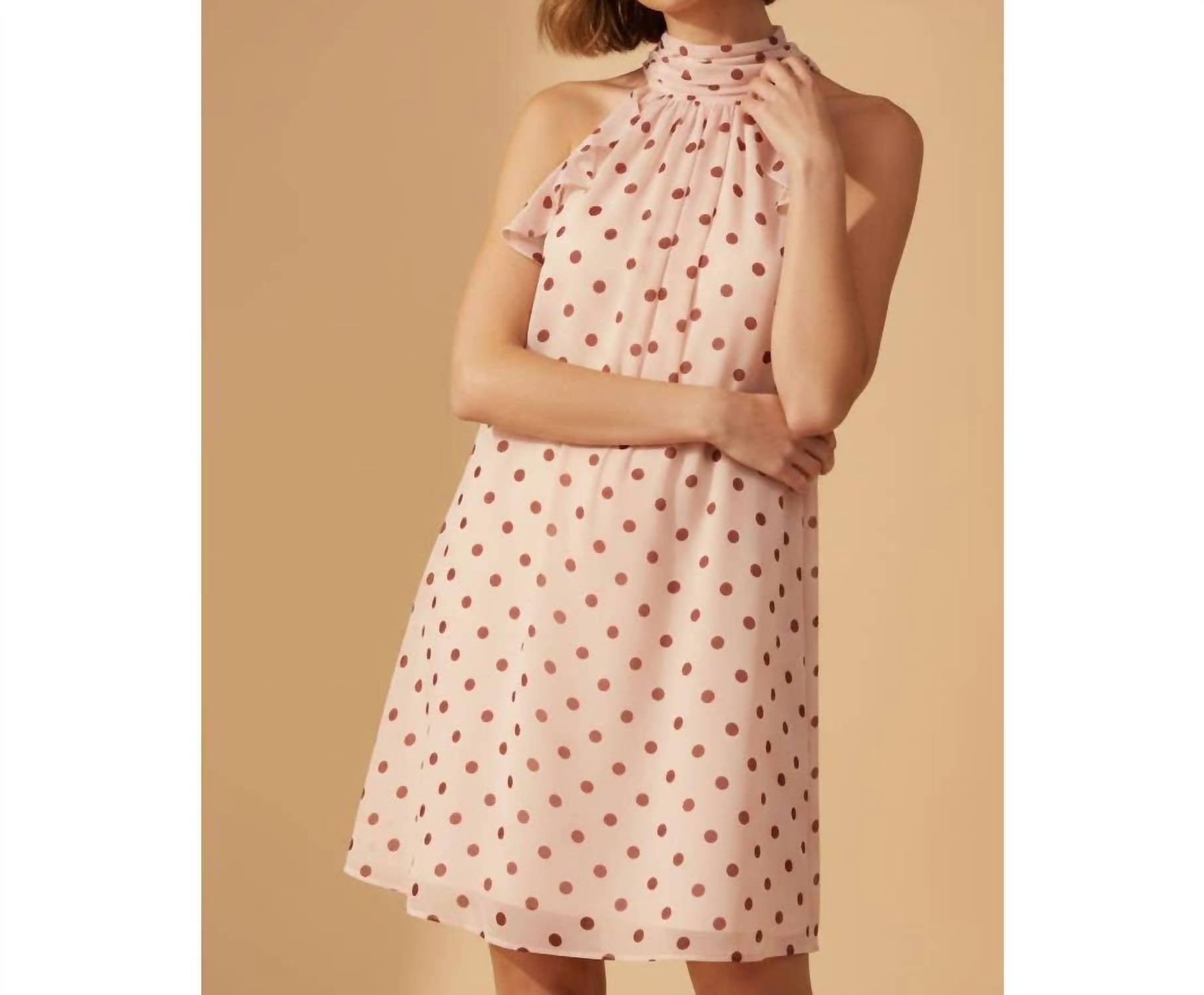 Skylar Rose Polka Dot Halter Mini Dress in blush combo - women's dress - view 4
