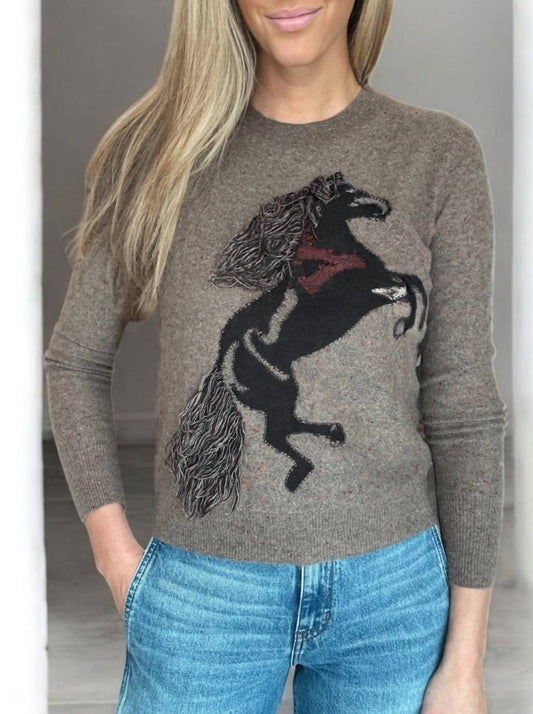 Autumn Cashmere - Intarsia Horse Crew Top