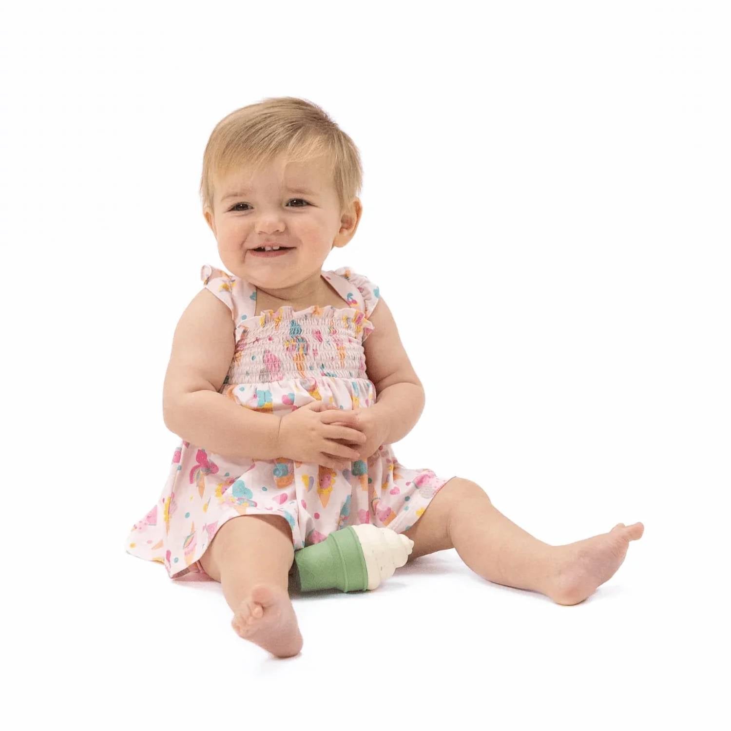 Angel Dear - Kids Ice Cream Fun Crew Smocked Top With Bloomer Set