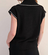 Glam - Polo Collar Knit Sleeveless Sweater Top Camille
