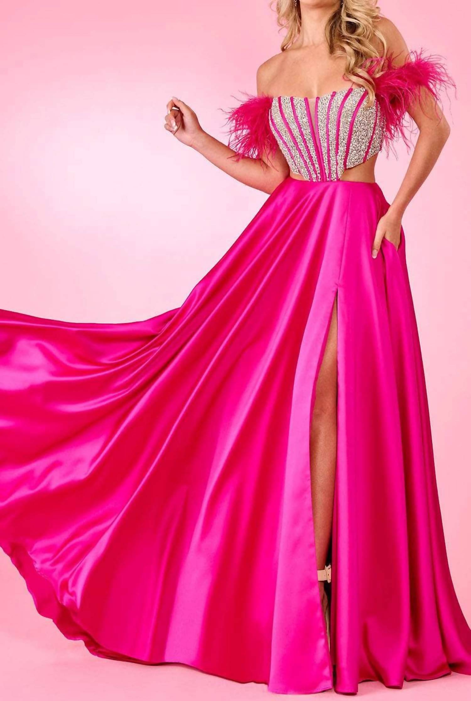 Rachel Allan - Ornate Corset Cutout Prom Dress