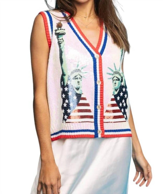 Queen Of Sparkles - Sequin Lady Liberty Vest