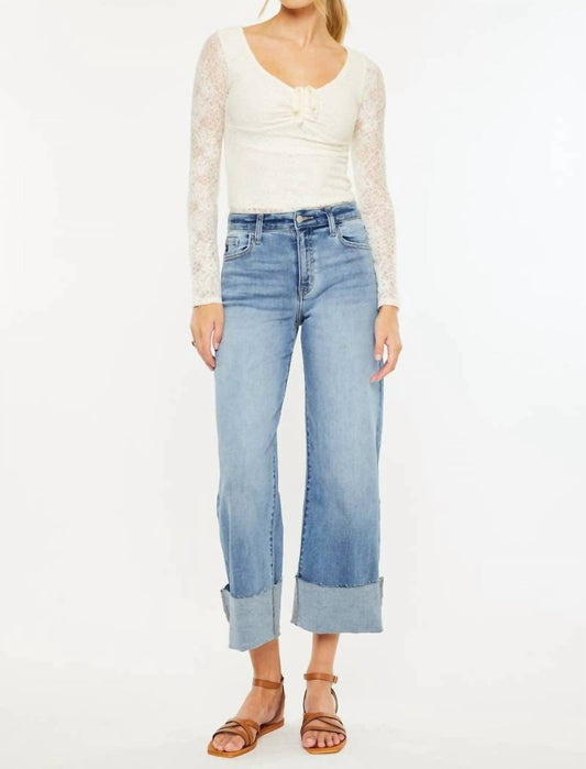 Kancan - High Rise Crop Wide Leg Jeans