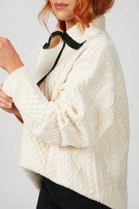 CABLE KNIT KEY HOLE SWEATER