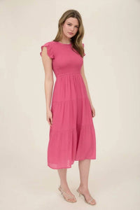 Blu Pepper - Smocked Tiered Midi Dress