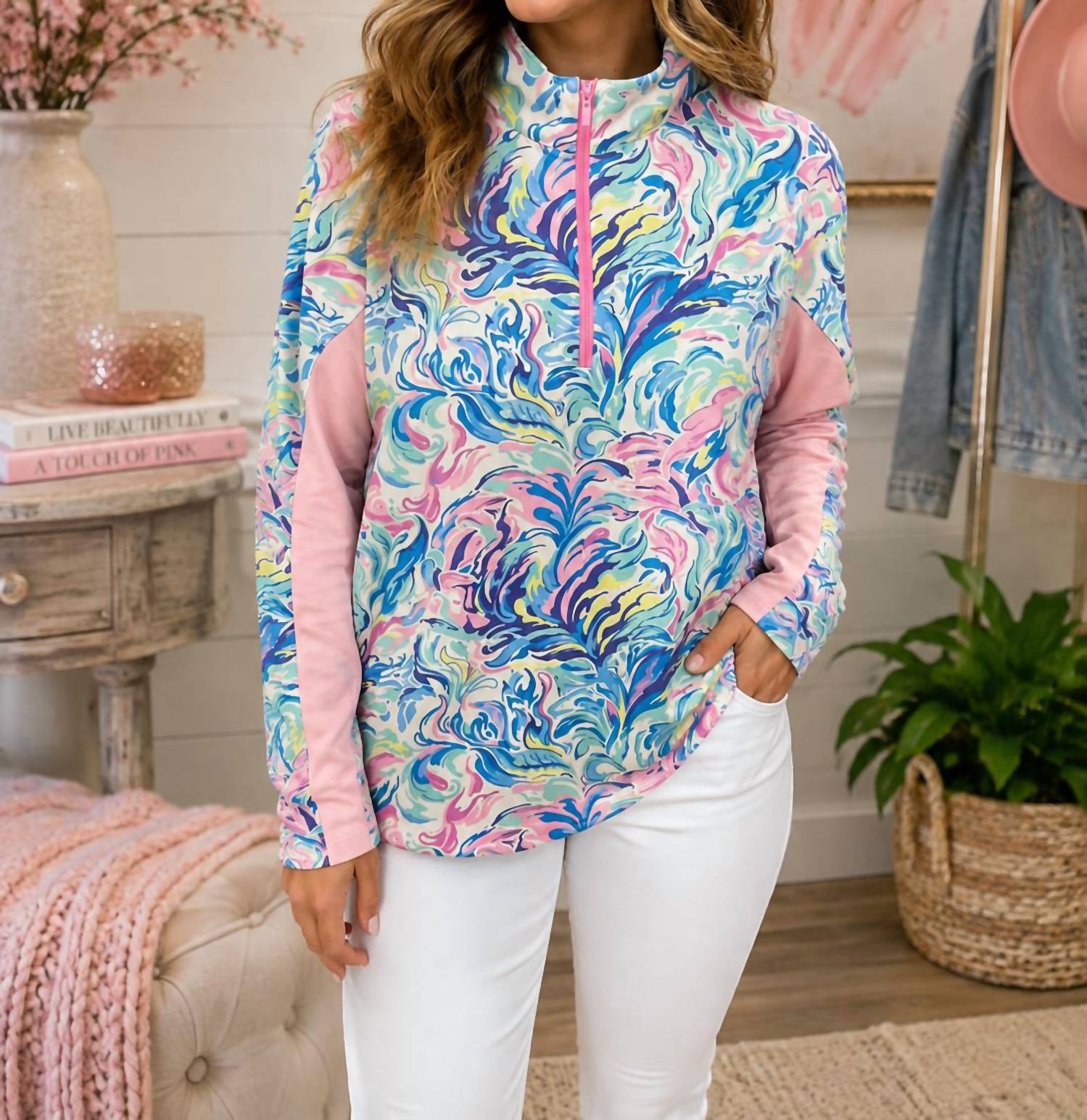 Simply Southern - Peyton Watercolor Zip Sweatshirt