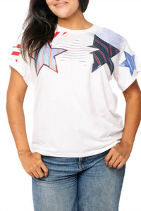 Queen Of Sparkles - Usa Stripe Patch Stars Tee