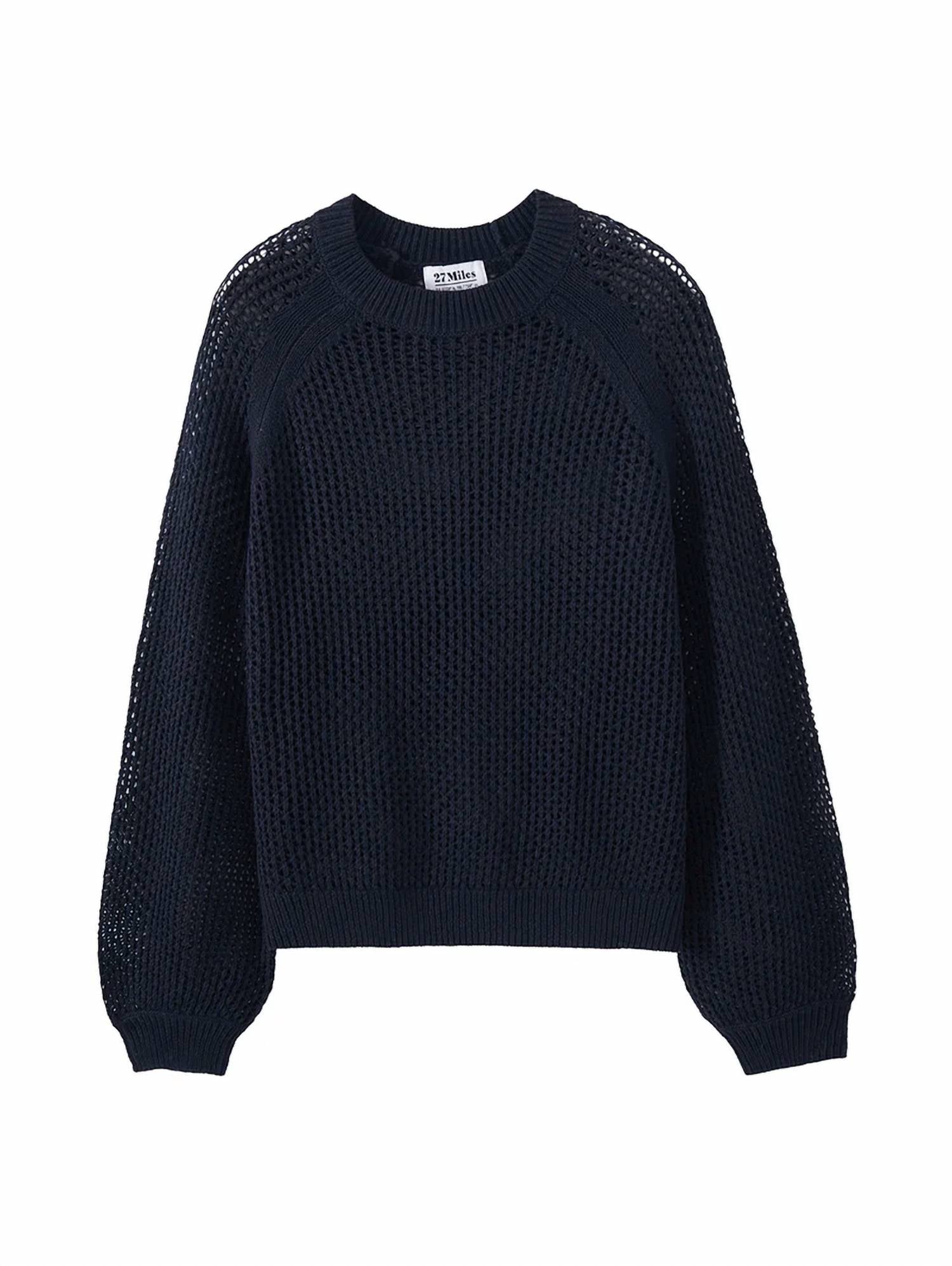 27 Miles Malibu Lanette Sweater in navy - women's sweater - detail view