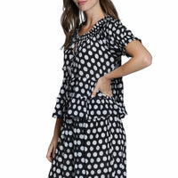 Apny - Short Sleeve Top With Ruched Neck
