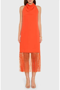 Amanda Uprichard - Syd Cowl Neck Fringe Midi Dress