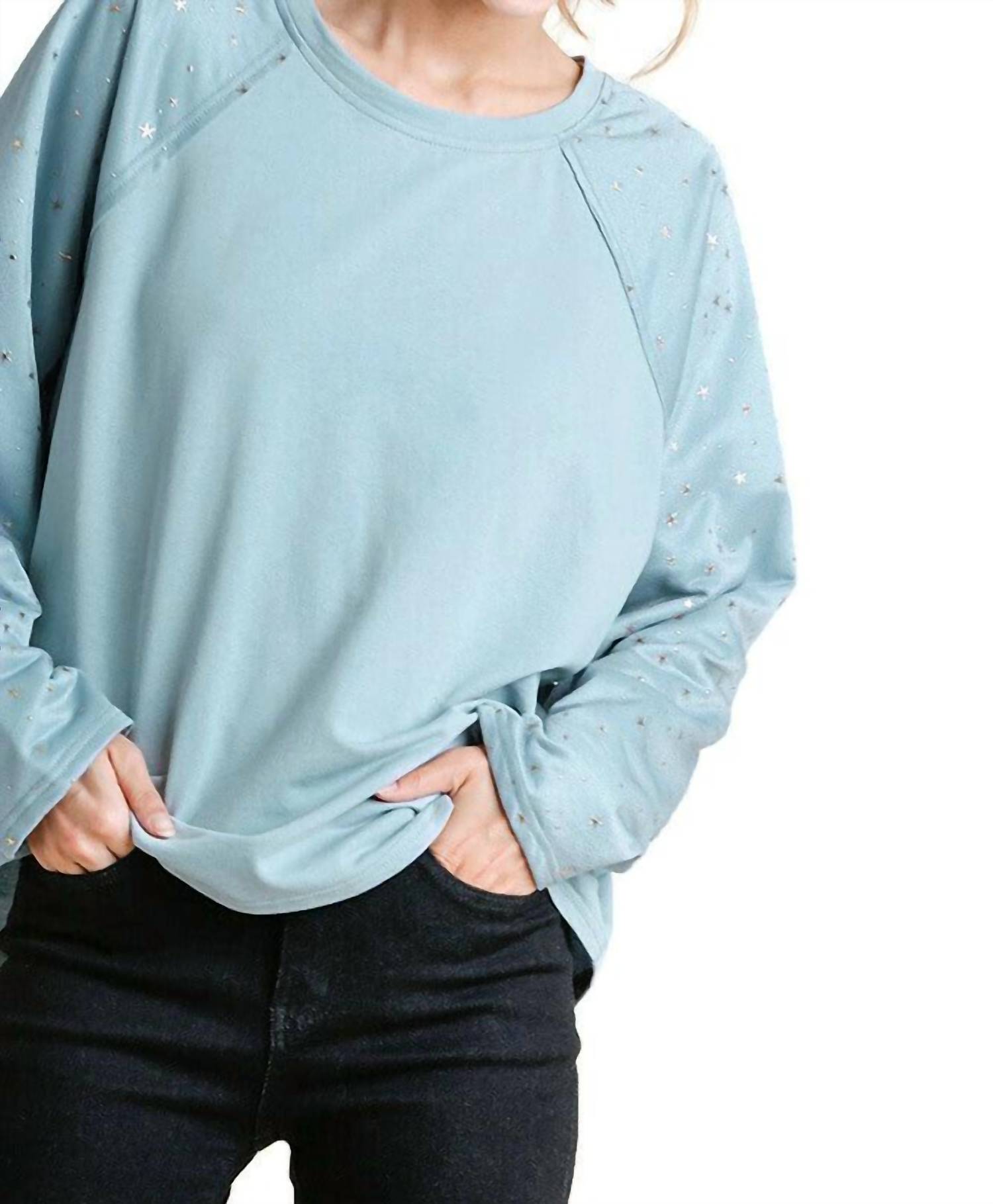 Umgee - Star Layered Mesh Sleeve Top