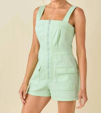 Baby Pink - Sleeveless Cotton Blend Romper