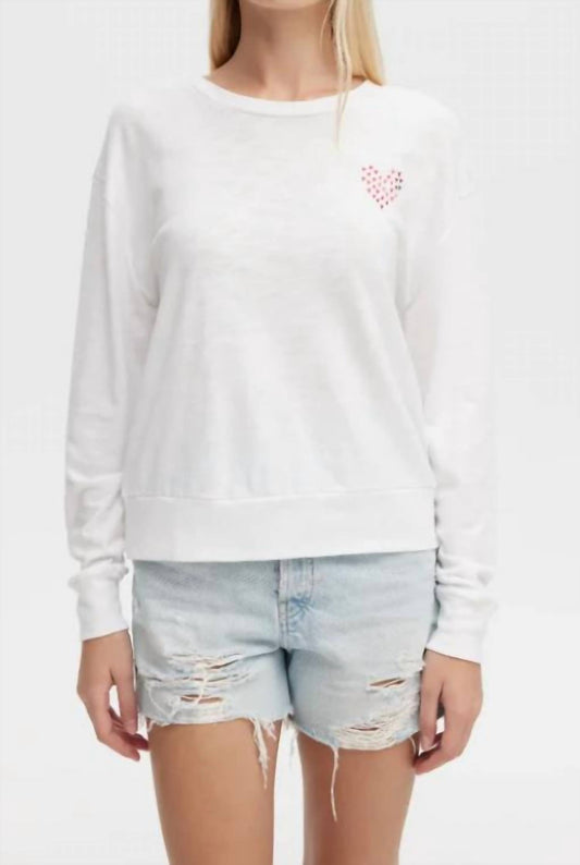 Chrldr - Foil Hearts Long Sleeve Boatneck Top