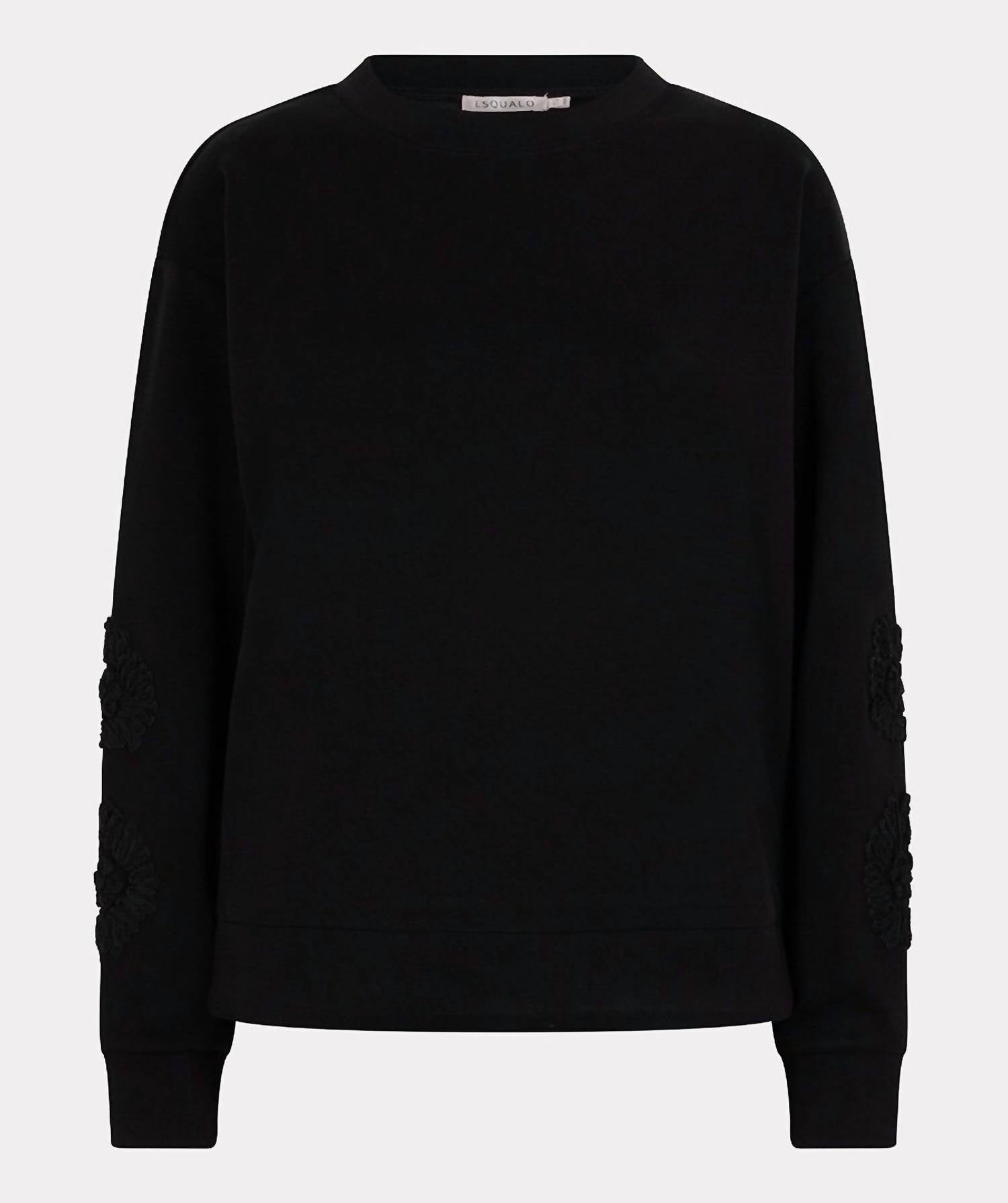 Esqualo - Modal Top With Embroidered Floral Sleeve
