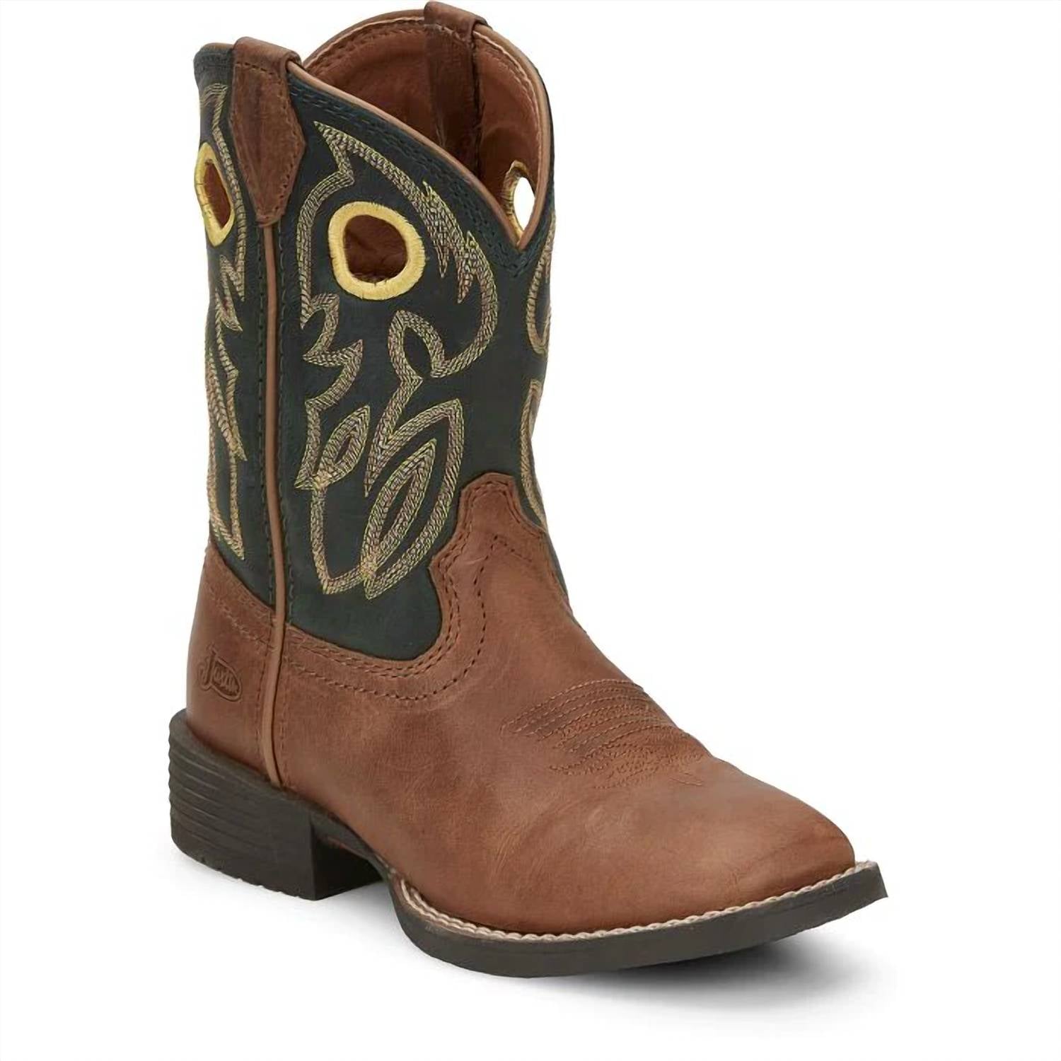 Justin Boots - Boys Bowline Western Boots - Broad Square Toe
