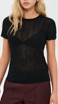 Vince - Waffle Knit Short Sleeve Crew Neck Top