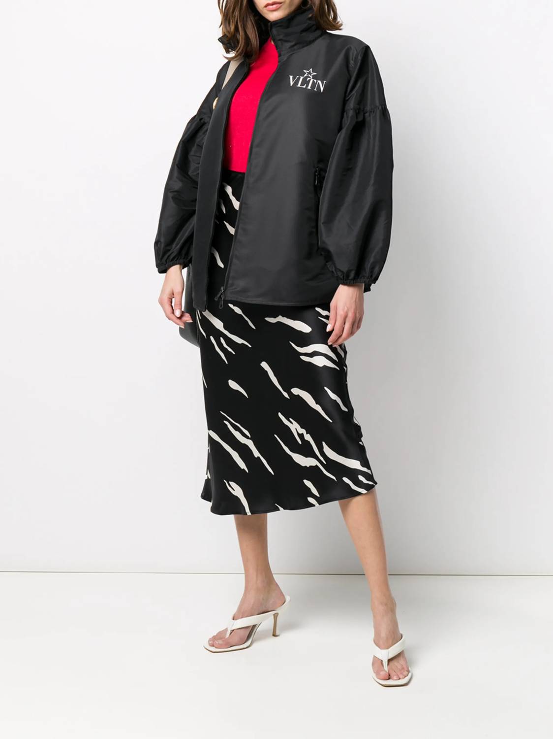 Valentino Logo Print Bomber Jacket in black - women's jacket - view 210