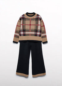 Abel & Lula - Plaid Sweater And Pant Set
