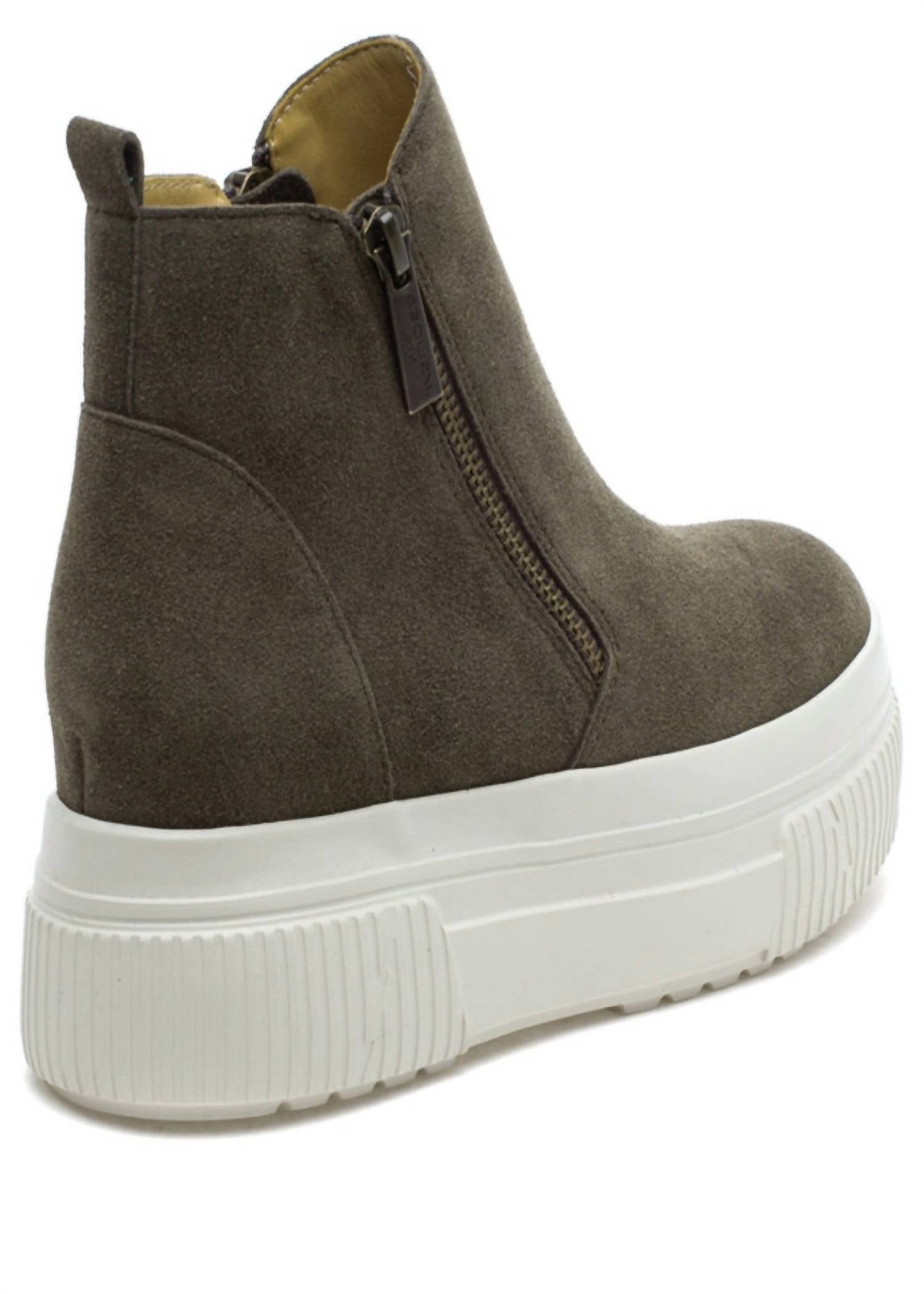 J/SLIDES Women's Wyona Waterproof Suede Platform Ankle Boots in khaki - women's shoe - view 4