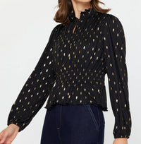 Current Air - Celeste Metallic Foil Dot Peplum Top