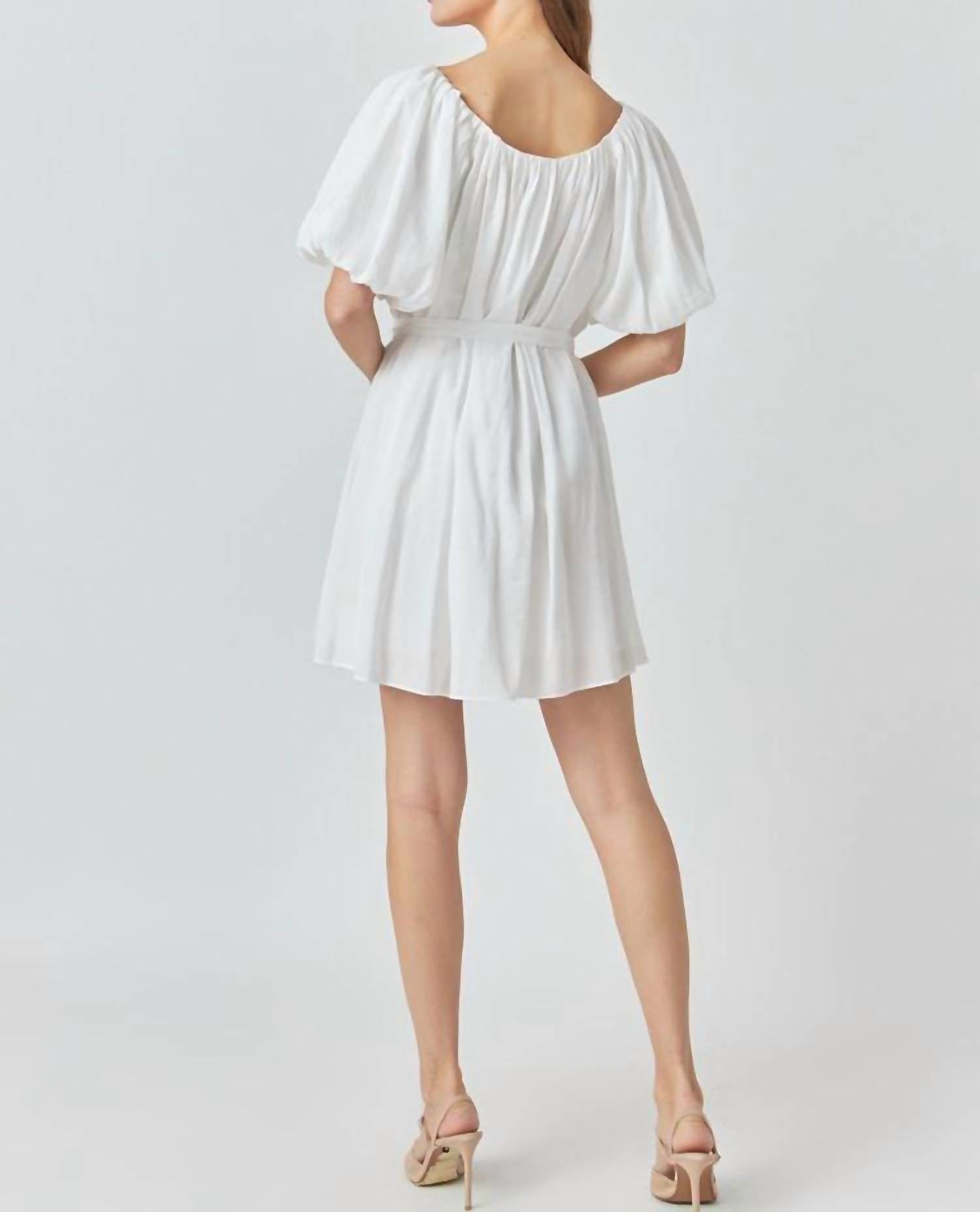 Endless Rose - Eloise Pleated Puff Sleeve Mini Dress