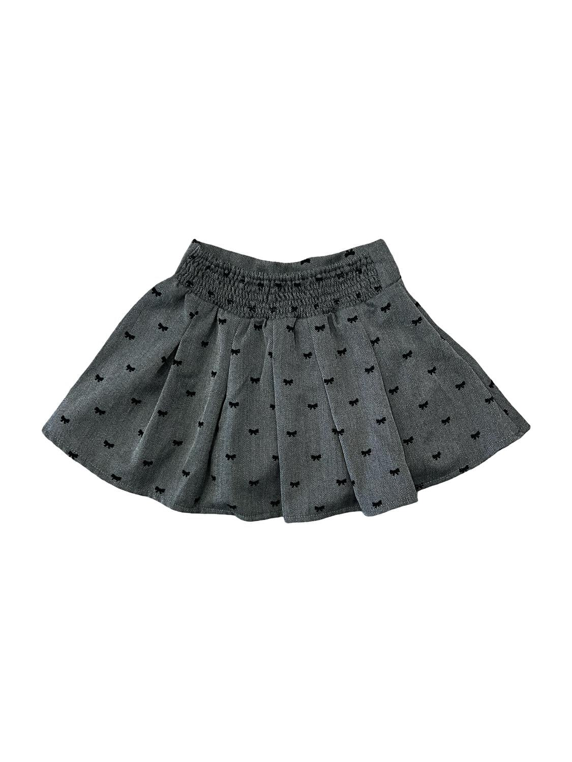 Flowers By Zoe - Girl's Velvet Bows Soft Pleated Skirt