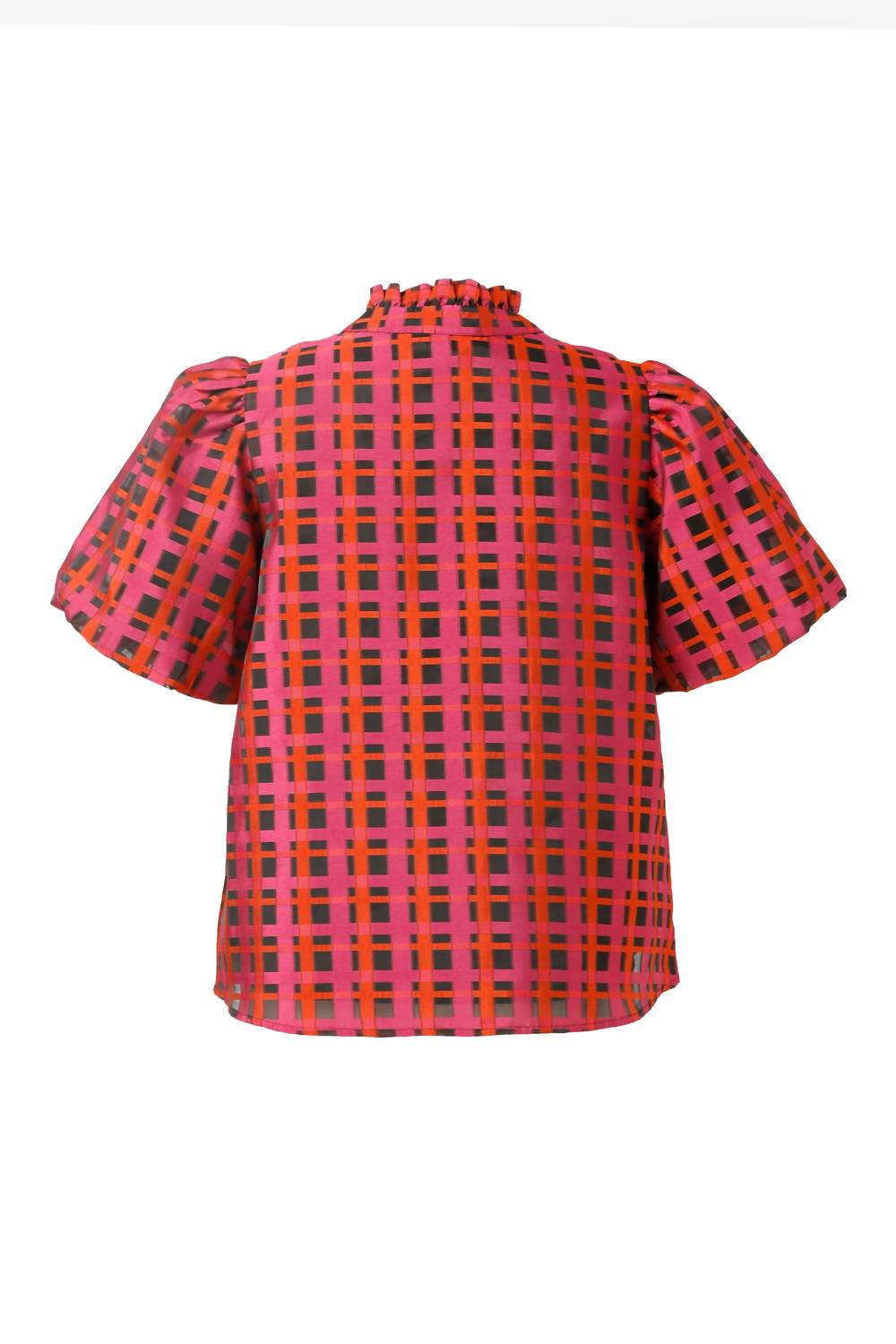EMILY LOVELOCK Aida Plaid Blouse in crimson - women's blouse - view 5