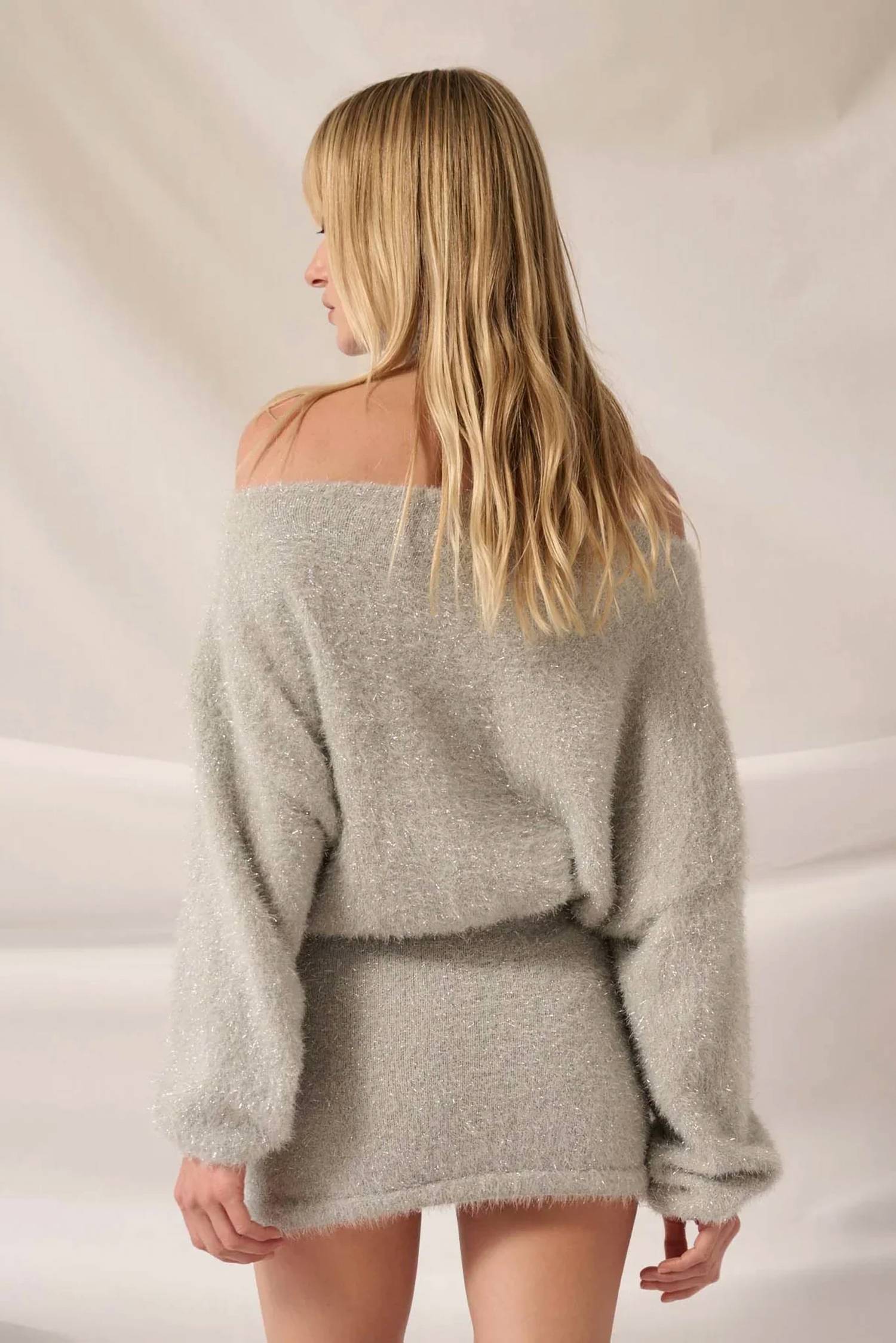 Promesa - Off Shoulder Shimmer Sweater Dress