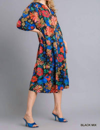 Umgee - Floral Babydoll Midi Dress