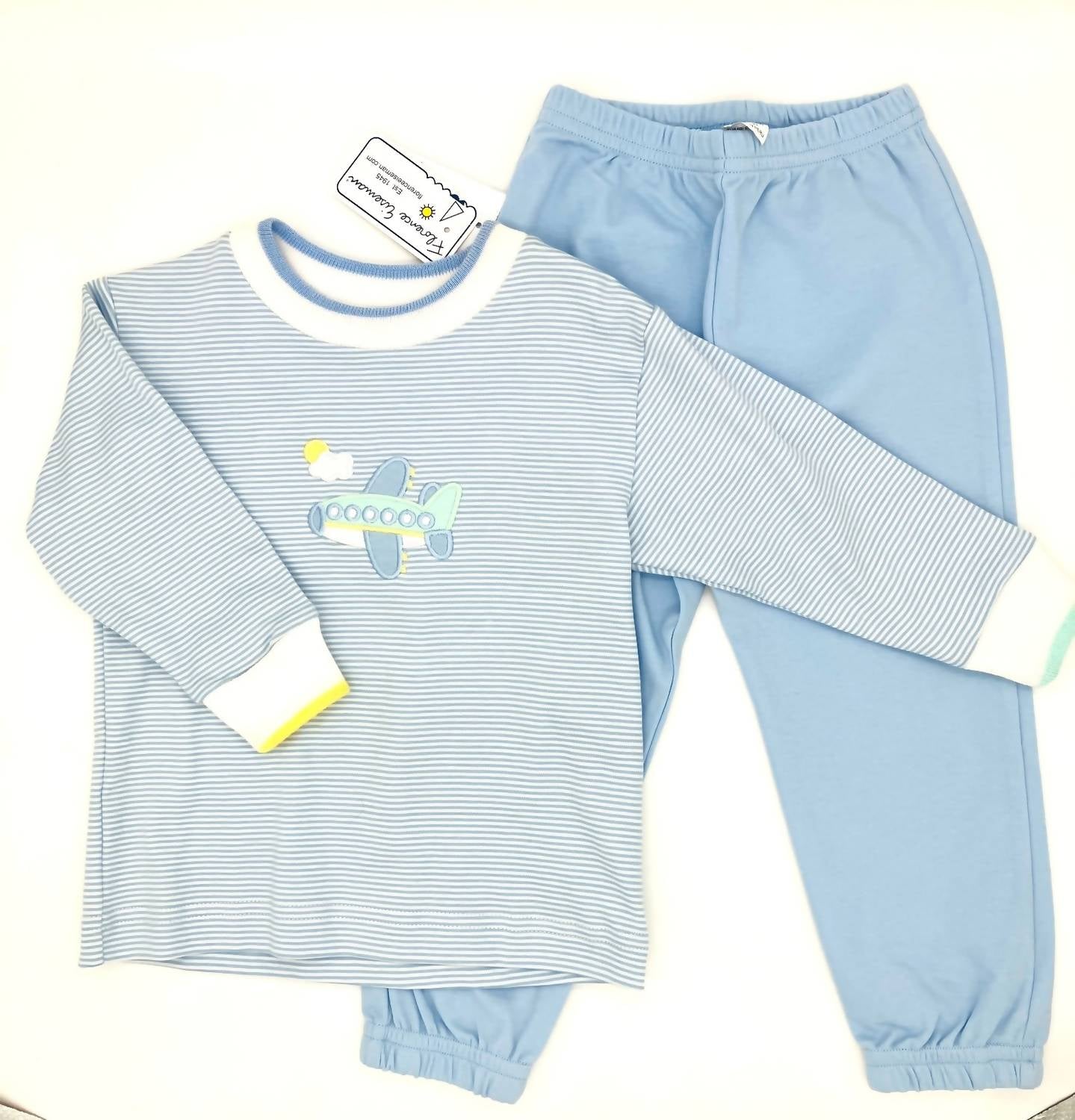 Florence Eiseman - Kid's Striped Knit Set With Airplane